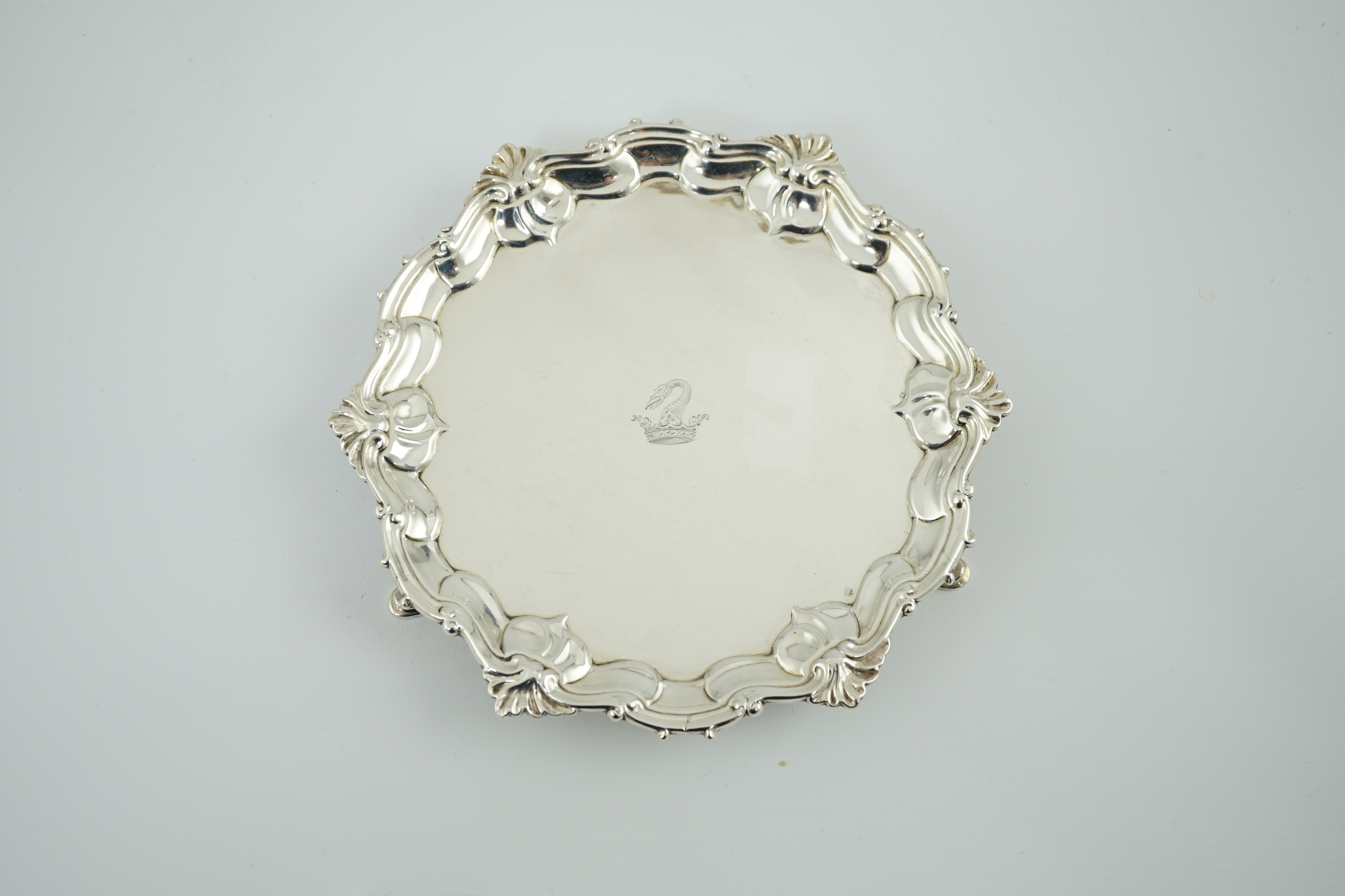 A George II silver waiter, by Samuel Courtauld